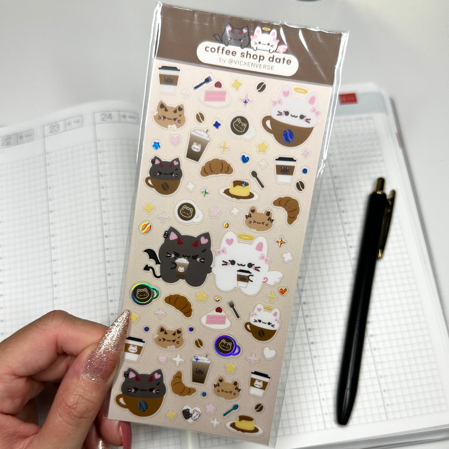DECO STICKER SHEET ✦ TSUKI & HINA - COFFEE SHOP DATE