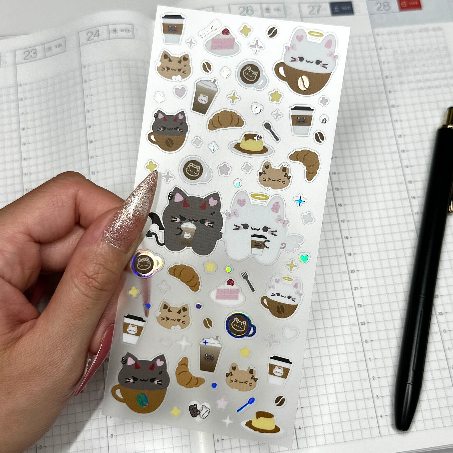 DECO STICKER SHEET ✦ TSUKI & HINA - COFFEE SHOP DATE