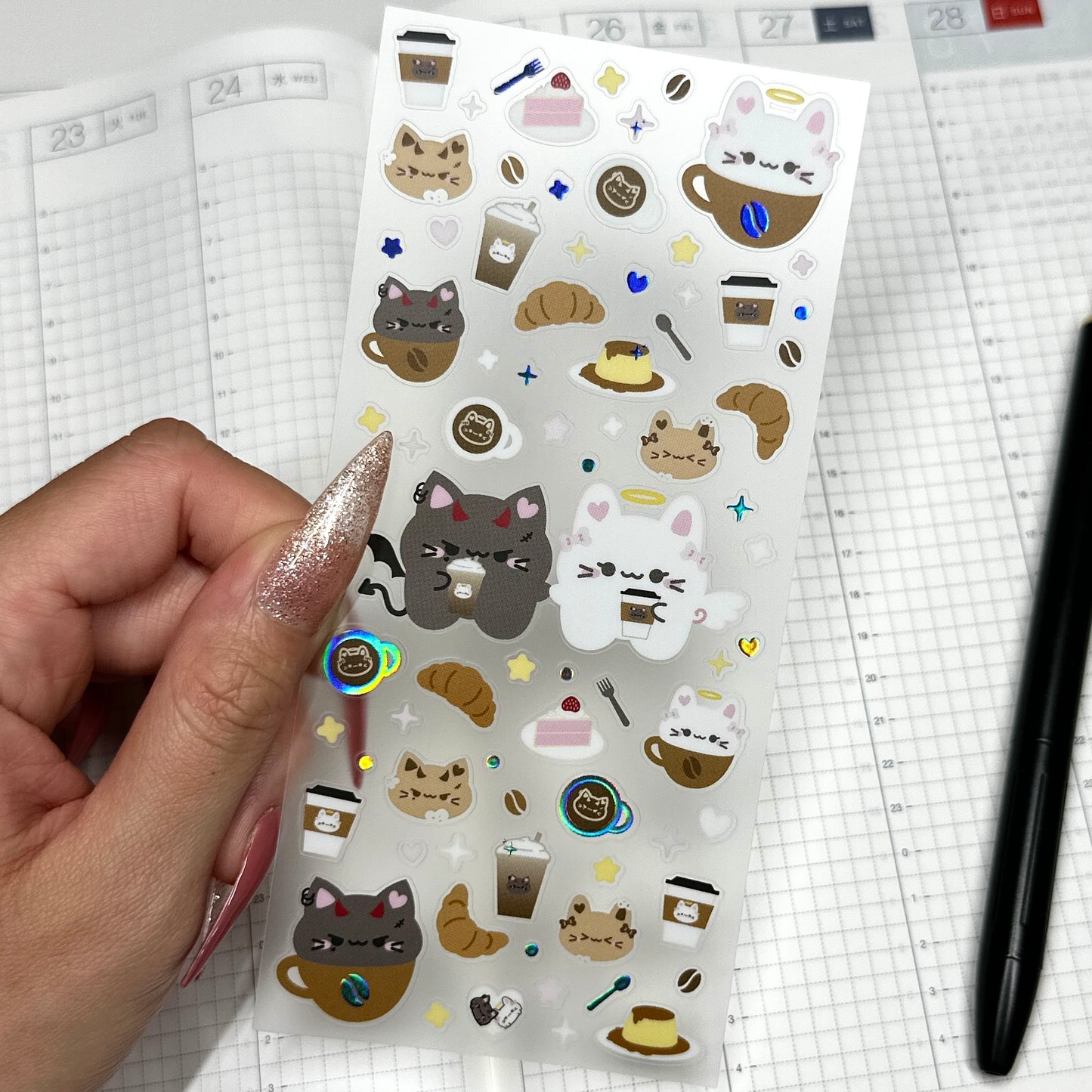 DECO STICKER SHEET ✦ TSUKI & HINA - COFFEE SHOP DATE