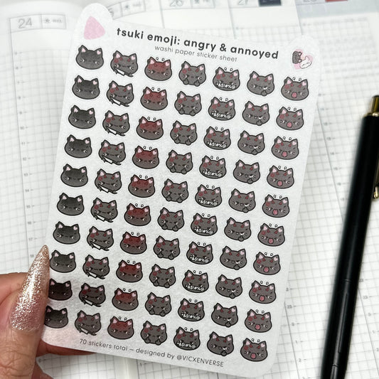 WASHI STICKER SHEET ✦ TSUKI EMOJI - ANGRY & ANNOYED