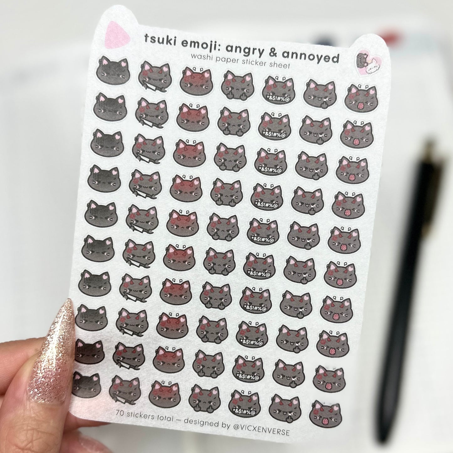 WASHI STICKER SHEET ✦ TSUKI EMOJI - ANGRY & ANNOYED