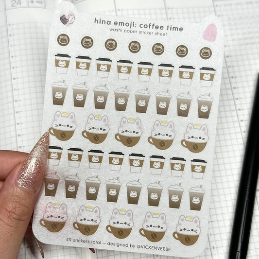 WASHI STICKER SHEET ✦ HINA EMOJI - COFFEE TIME
