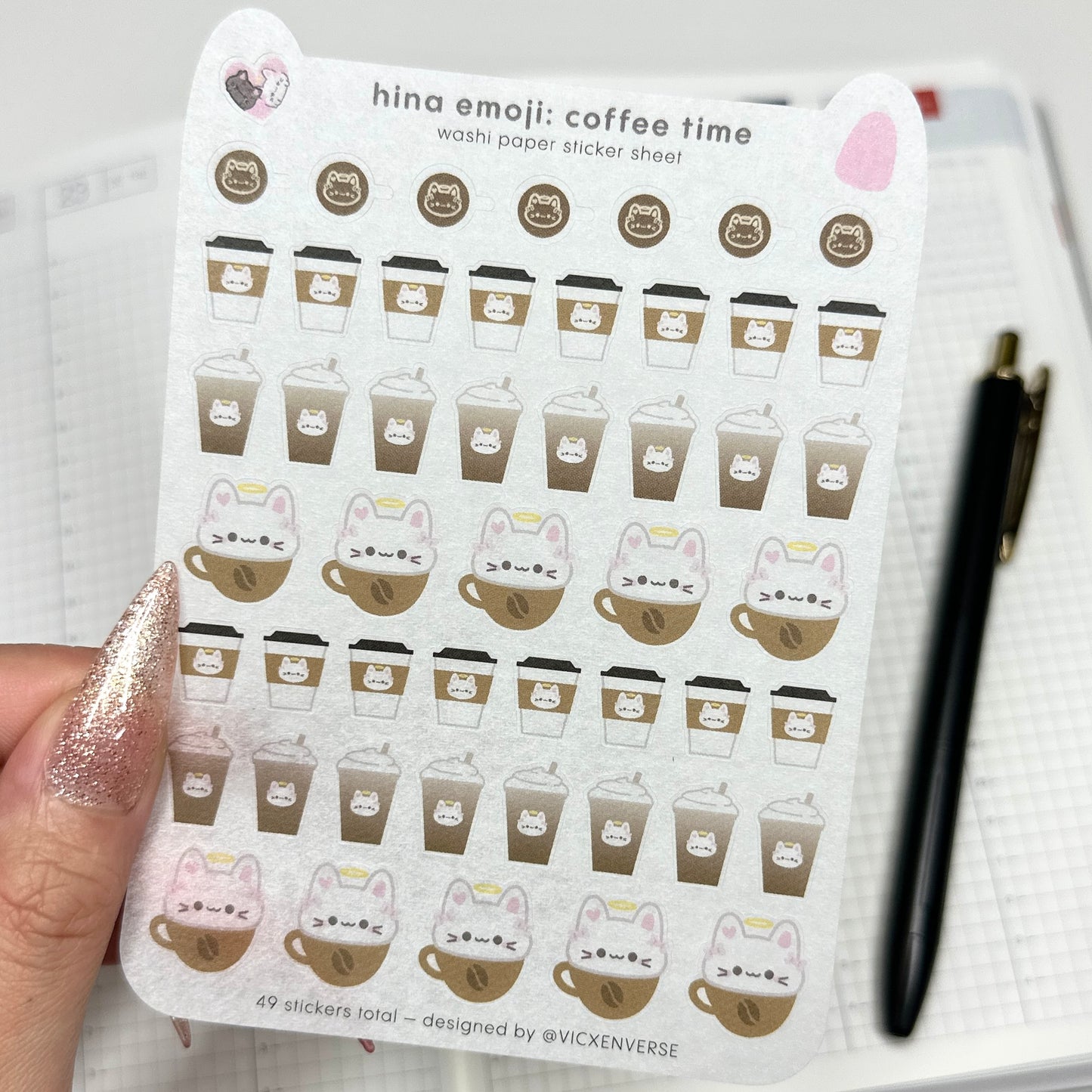 WASHI STICKER SHEET ✦ HINA EMOJI - COFFEE TIME