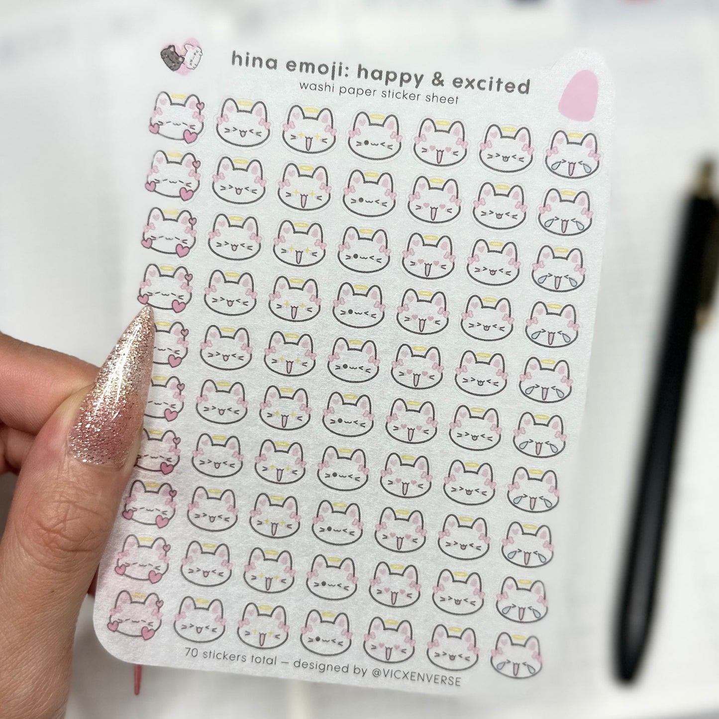 WASHI STICKER SHEET ✦ HINA EMOJI - HAPPY & EXCITED