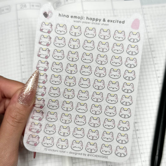WASHI STICKER SHEET ✦ HINA EMOJI - HAPPY & EXCITED