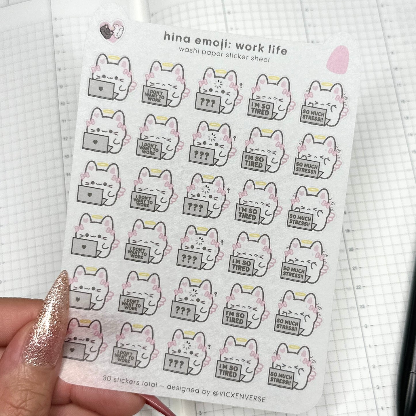 WASHI STICKER SHEET ✦ HINA EMOJI - WORK LIFE