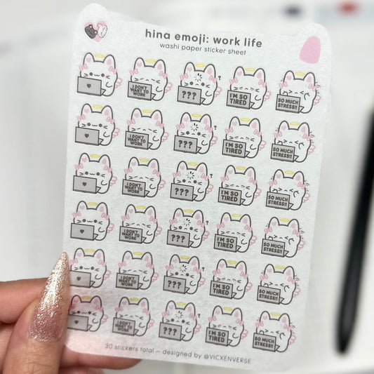 WASHI STICKER SHEET ✦ HINA EMOJI - WORK LIFE