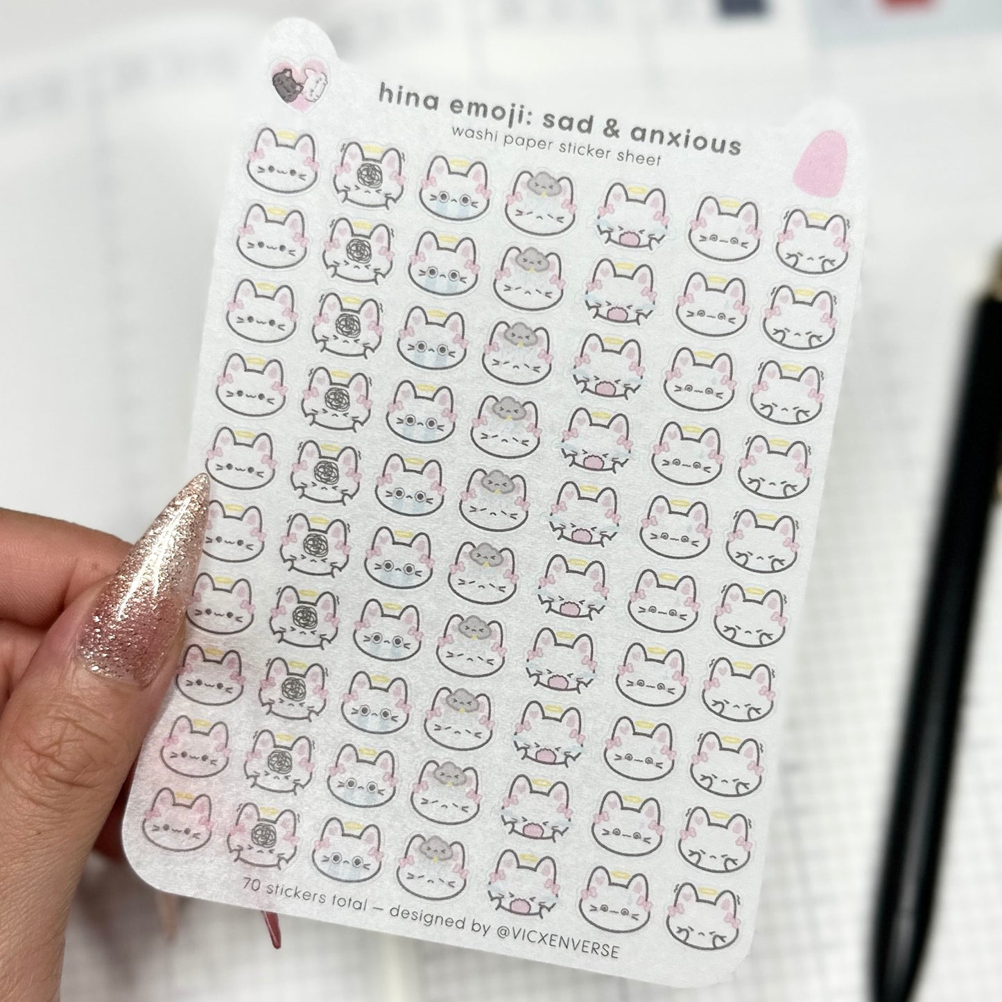 WASHI STICKER SHEET ✦ HINA EMOJI: SAD & ANXIOUS