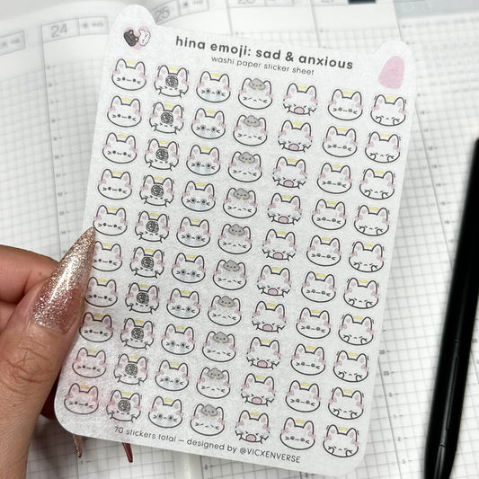 WASHI STICKER SHEET ✦ HINA EMOJI: SAD & ANXIOUS